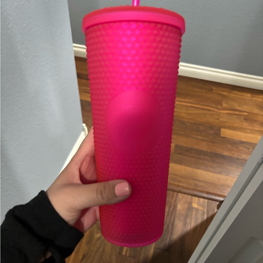 Vibrant Pink Tumbler with Straw